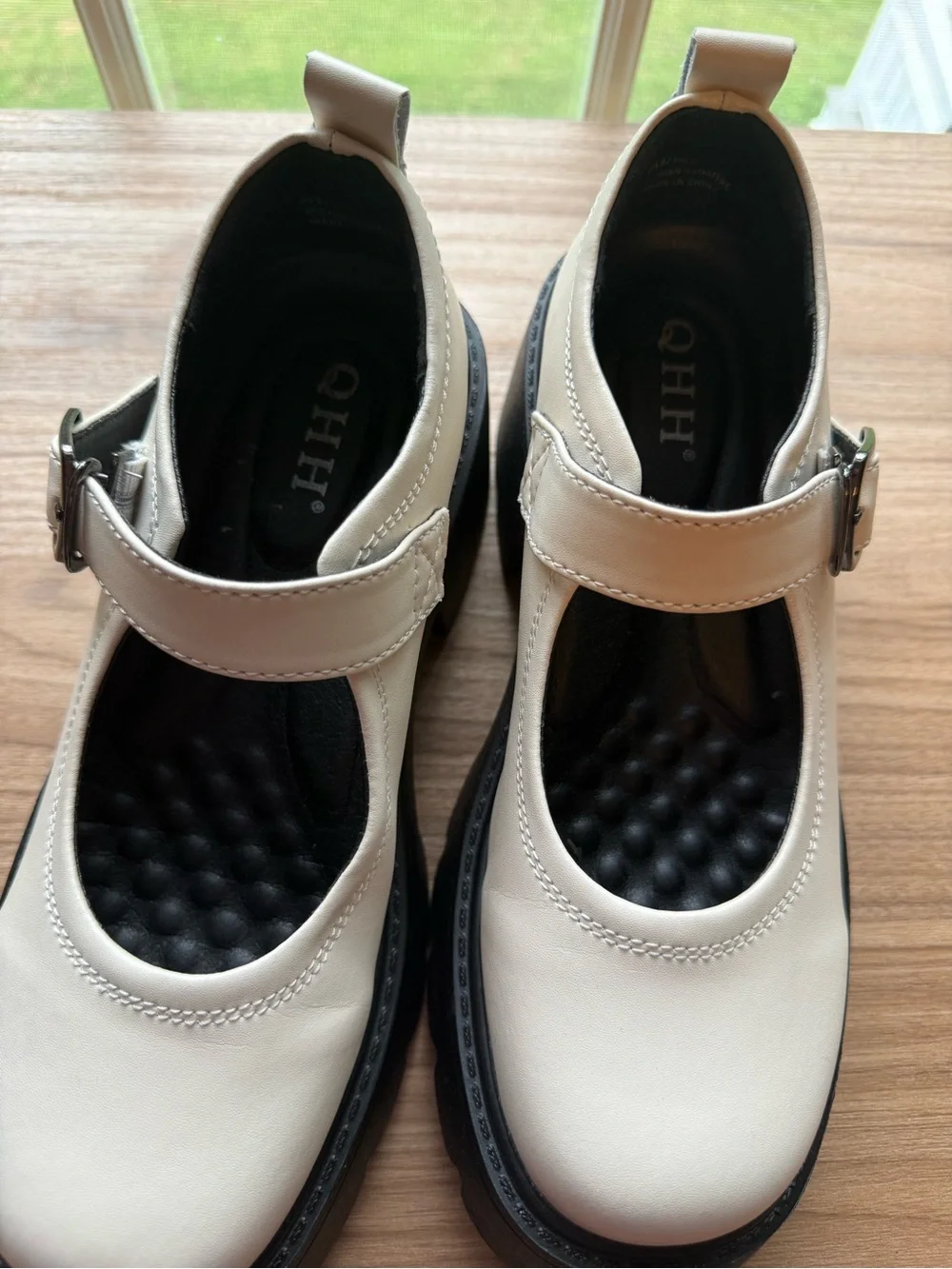 Chunky Mary Jane Platform Shoes in White and Black